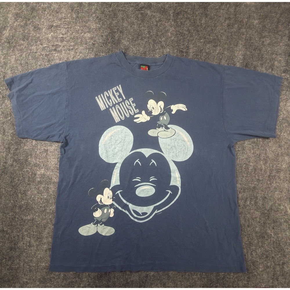Jostens Disney Mickey Mouse T Shirt Men 3XL Blue Plaid Florida Single Stitch 90s